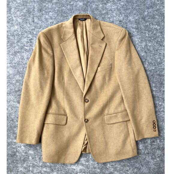 Bill Blass Blazer Mens 40R Camel Hair Tan Beige Coat 2 Button - Picture 1 of 11